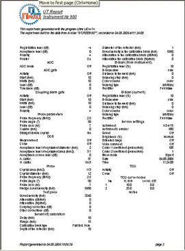 Распечатка отчета по А-скану ультразвукового дефектоскопа общего назначения УД3-71, страница 2
